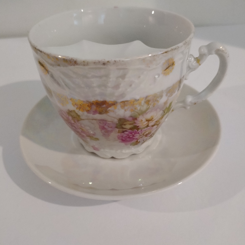 Moustache Tea Cup And Saucer Germany Crown Symbol